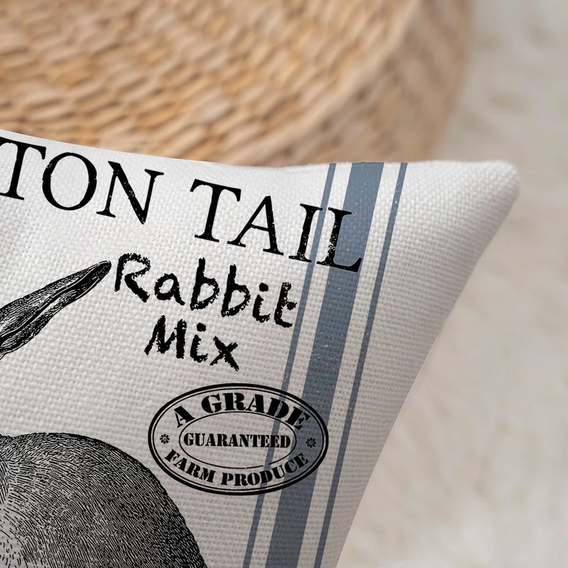 Faromily Vintage Farmhouse Bunny Throw Pillow Covers Retro Farm Rabbit Feed Home DÃ©cor Throw Pillow Case Cushion Cover 18" X 18" Set of 2 (Vintage Rabbit) - Image 4